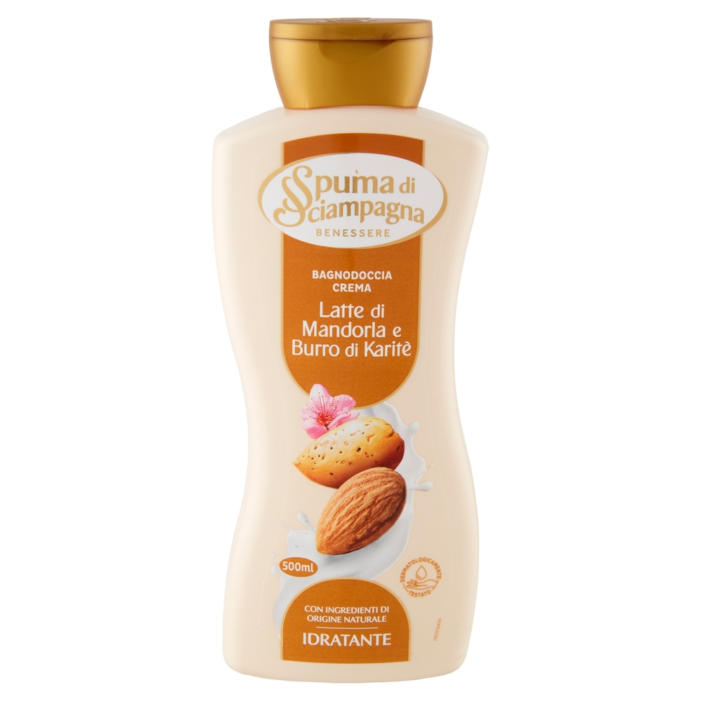 Spuma di Sciampagna Benessere Idratante Bagnodoccia Crema Latte di Mandorla e Burro di Karitè 500 ml